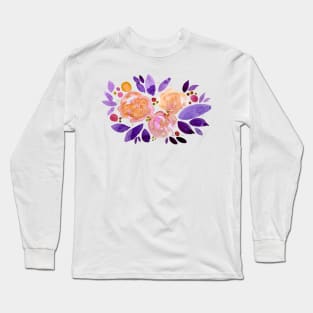 Watercolor flower bouquet - orange and purple Long Sleeve T-Shirt